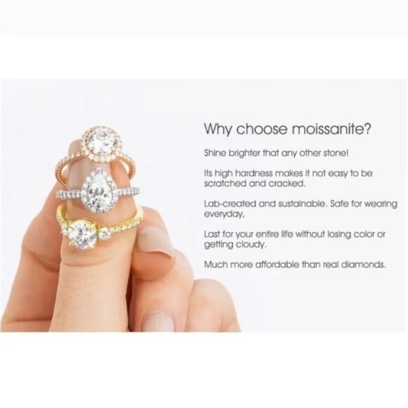 Certified 3.85ct Full Moissanite Luxury Engagement Wedding Ring Size 7 - Picture 8 of 10